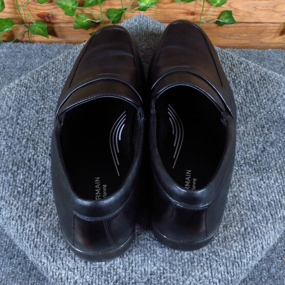 Obermain Sprung Mens Penny Loafer Shoes 11.5 Extra Wide Dress Black Leather